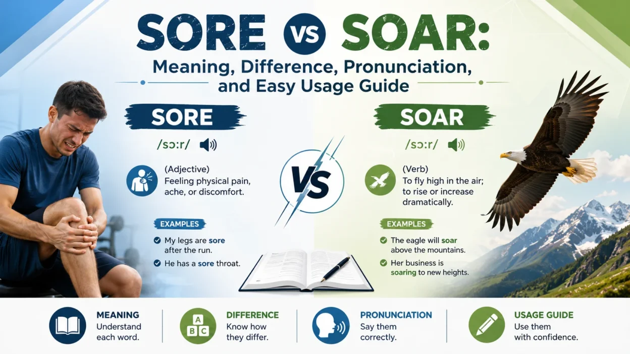 Sore vs Soar: Meaning, Difference, Pronunciation, and Easy Usage Guide