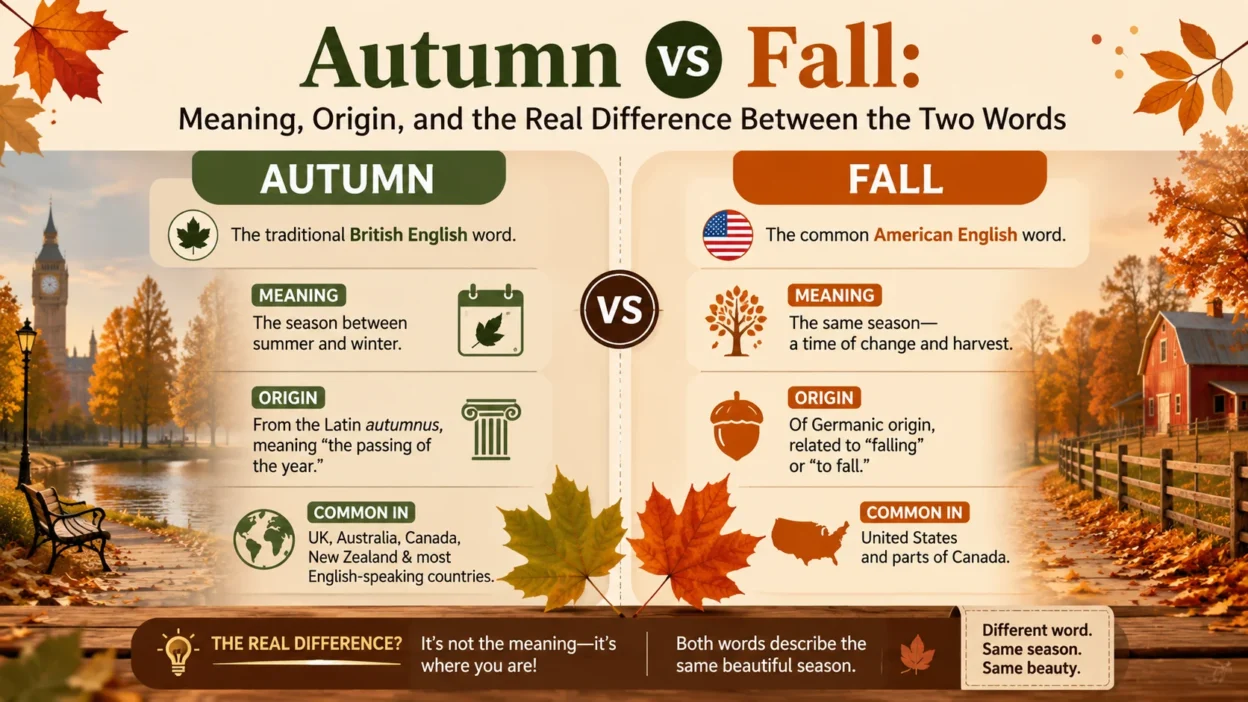 🍂 Autumn vs Fall: Meaning, Origin, and the Real Difference Between the Two Words 